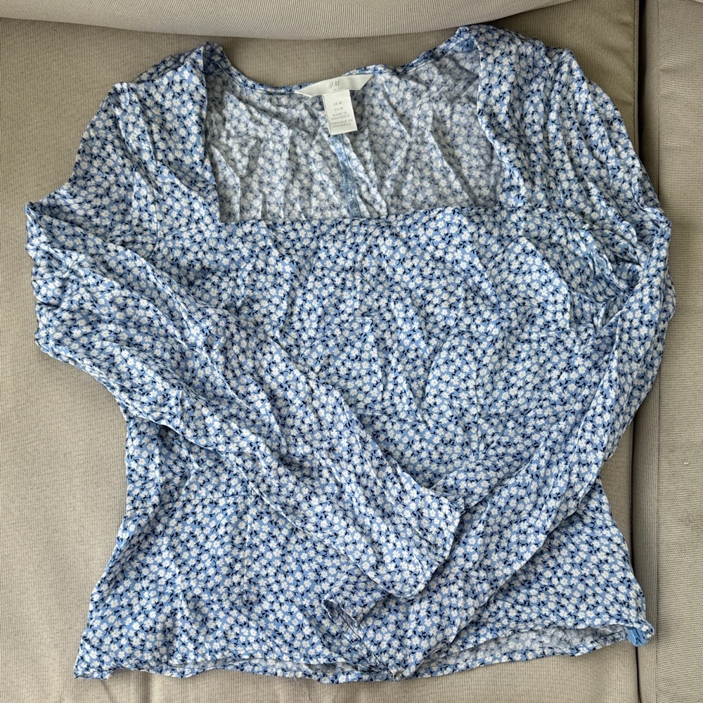 H&M Blue Floral Blouse
